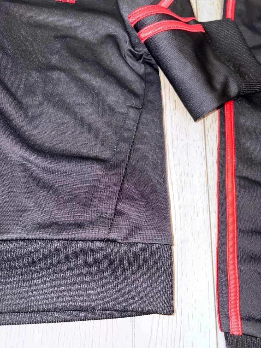adidas Black Kids Track Jacket and Pants with Red Stripes